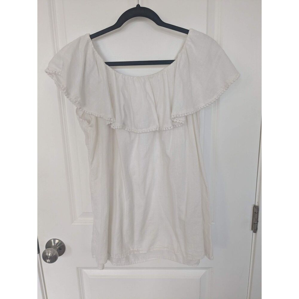 Faded Glory White Ruffle Top